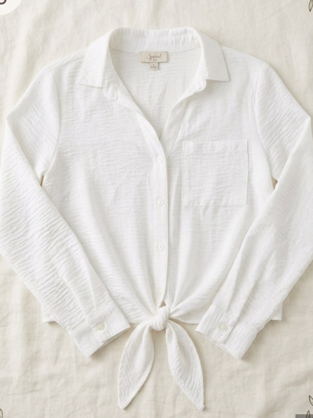 Indigo White Button-Front Blouse